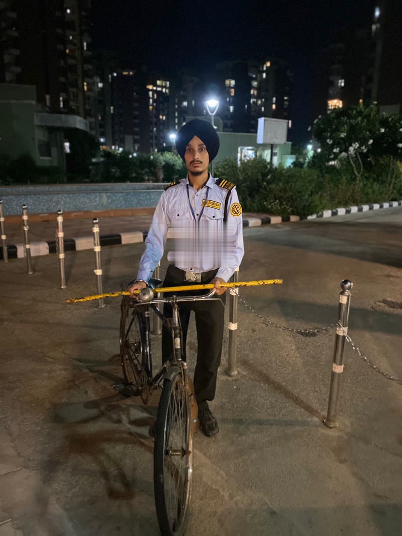 Golden Sun security guard carrying out a night patrol