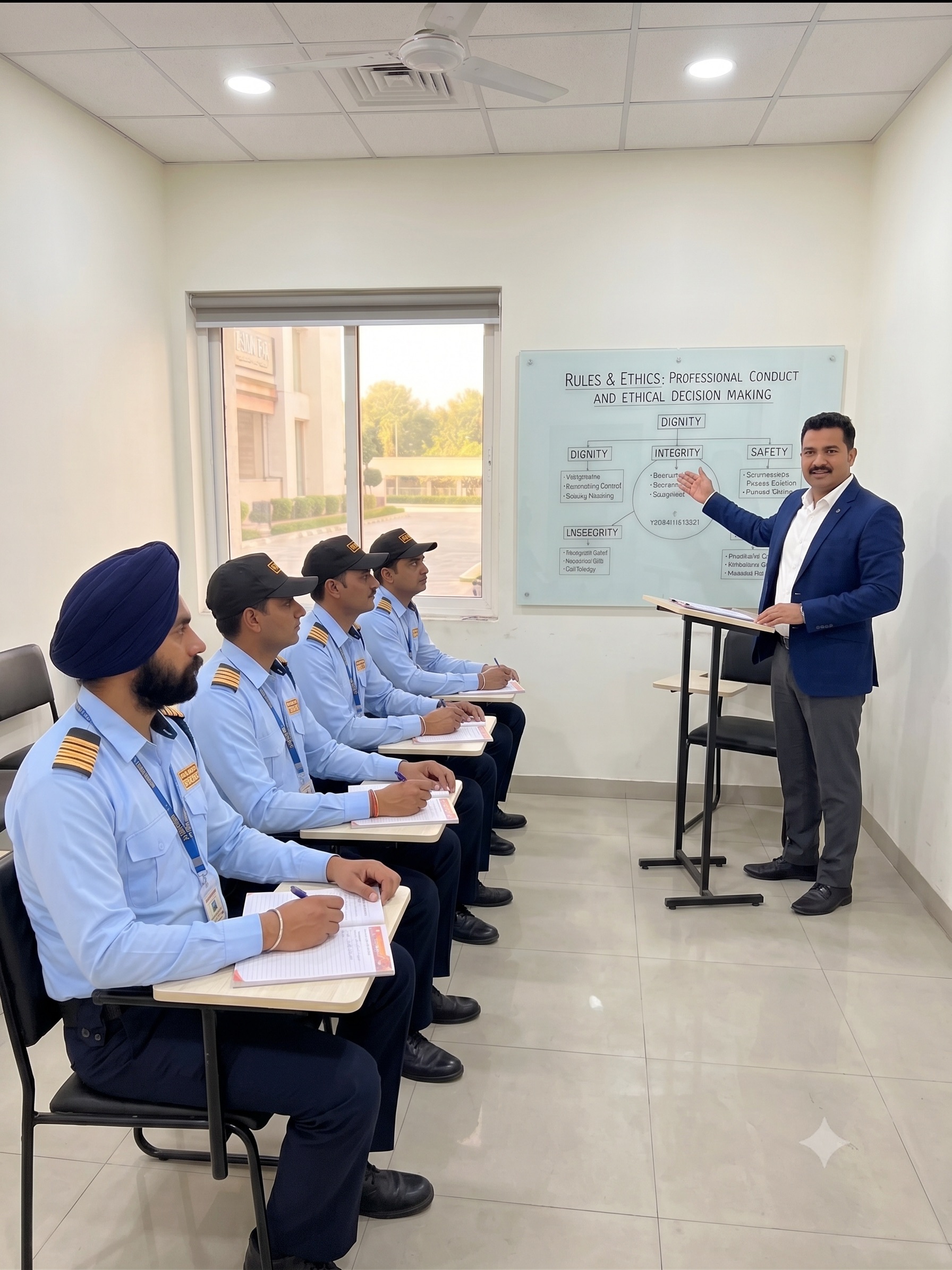 Security personnel attending classroom training