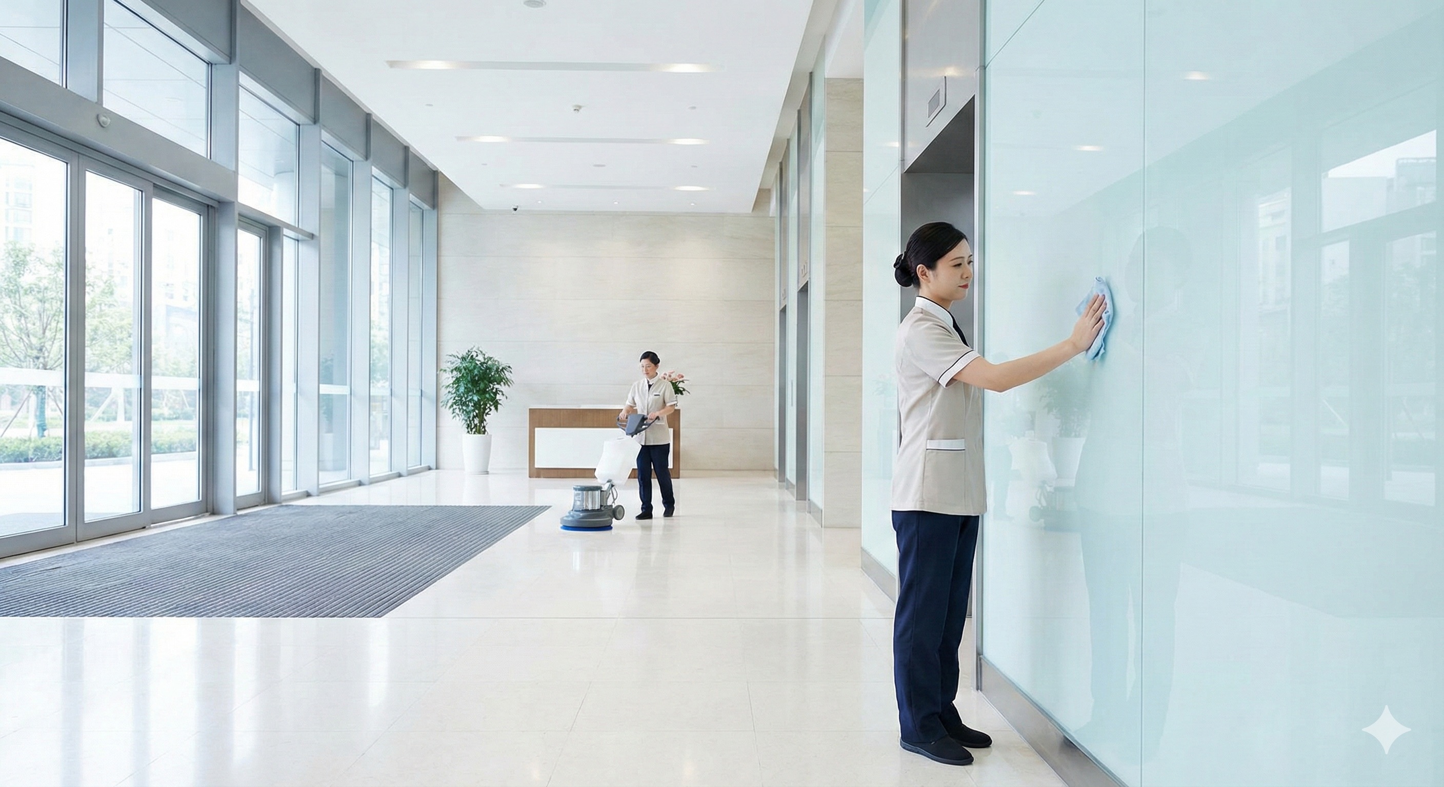 Facility management team maintaining a commercial property